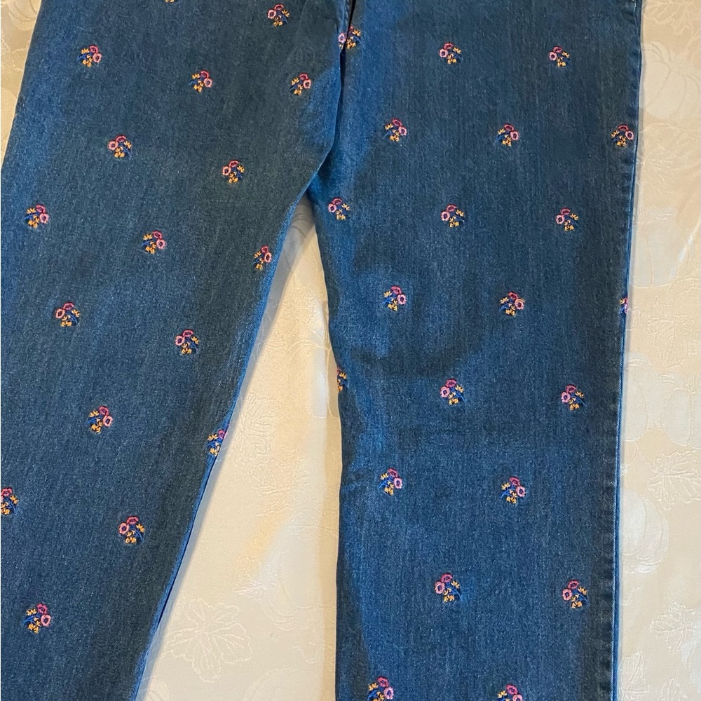 Draper James Blue Jeans with Pink Floral Accents